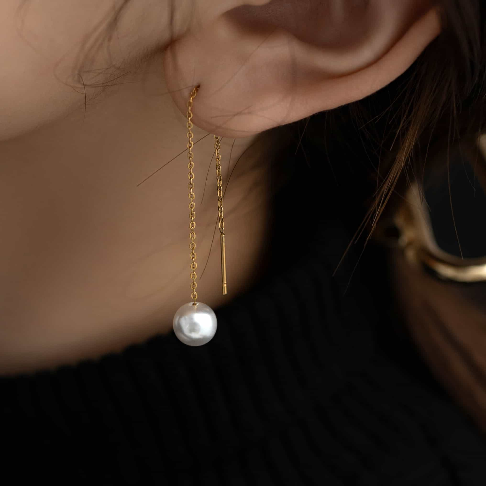 pearl chain earrings p80 – Las（ラス）